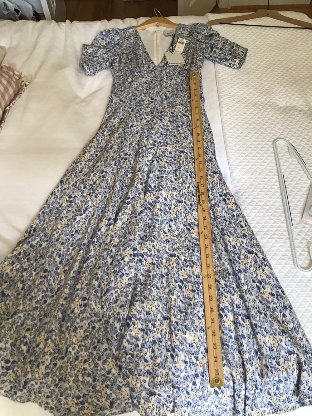 Reformation Naira Midi Dress Size 4 Blue Floral - Picture 11 of 16